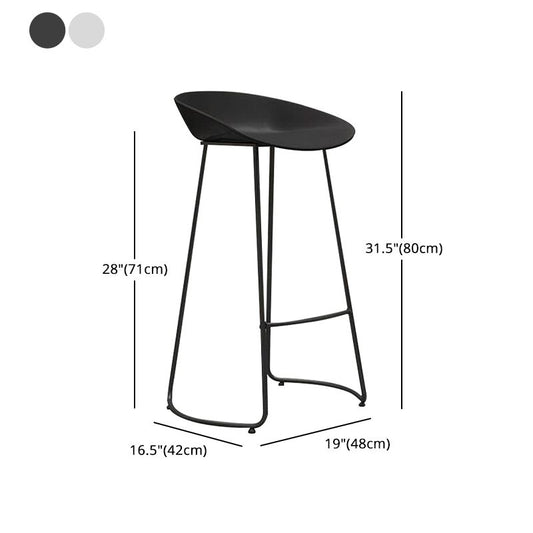 Modern Armless Backrest Counter Stool Iron Bar Stool with Plastic Seat and Pedal Clearhalo 'Bar Furniture' 'Bar Stools' 'bar_stools' 'furn' 'furn_bar_stools' 'Furniture' 'furniture_bar_stools' 'Kitchen & Dining Furniture' 1200x1200_e81b6f91-9995-4f5c-9c61-25e9b908291d