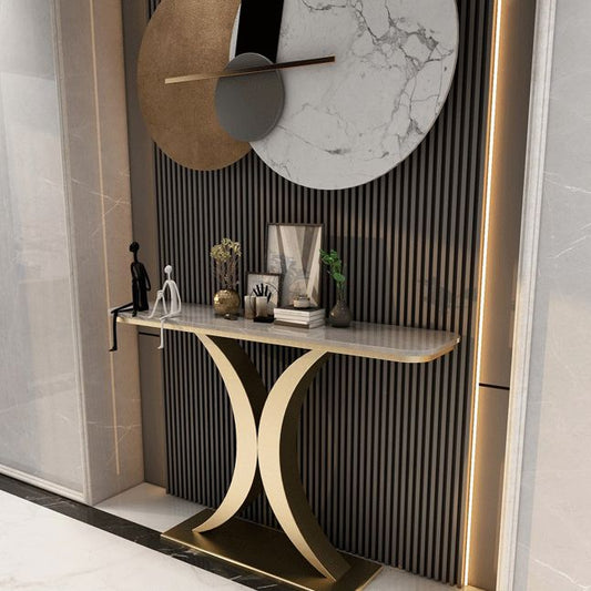 Tavolino di accento ovale glam in pietra per la sala per la sala