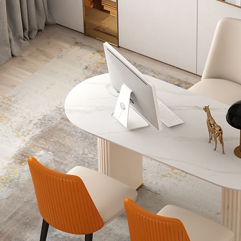 Oval Shaped Slate Office Desk White Writing Desk for Office Home ...