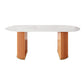White Stone Top Dining Table Modern Oval Dining Table with Sled Base Clearhalo 'Dining Tables & Seating' 'Dining Tables' 'dining_table' 'Furniture' 'furniture_dining_table' 'Kitchen & Dining Furniture' 'kitchen' 'kitchen_dining_table' 1200x1200_e81ef721-f52e-4e44-86e7-11ee9869a27c