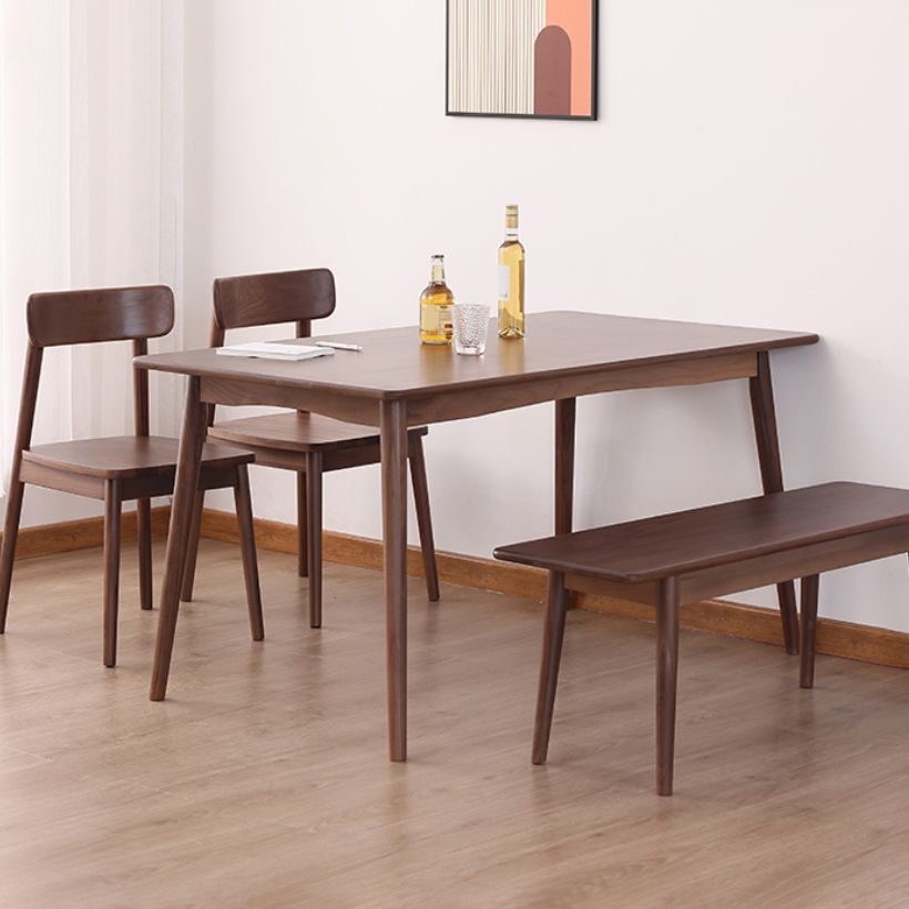 茶色のソリッドウッドダイニングセット1/4/5ピース木製の椅子付きモダンなディネットセット