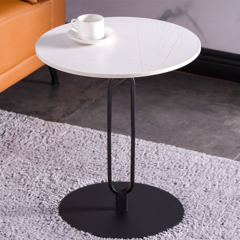 Round Marble Top End Table Metal Pedestal Sofa Side End Table for Living Room