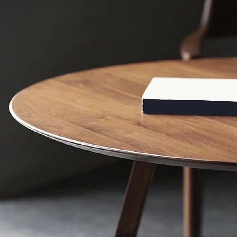 Mesa de centro con patas de trineo de madera única, mesa de cóctel redonda