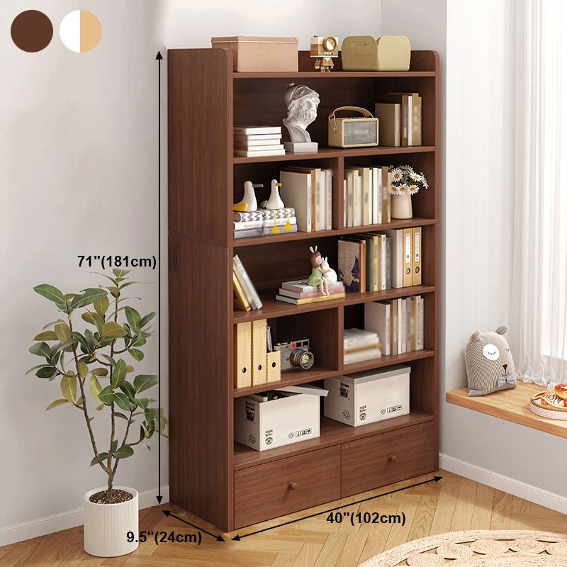 Modern Standard Bookcase Shelves Closed Back Bookshelf with Drawer in Engineered Wood Clearhalo 'Bookcases' 'furn' 'furn_bookcases' 'Furniture' 'furniture_bookcases' 'kitchen' 'kitchen_bookcases' 'Living Room Furniture' 'Office Furniture' 1200x1200_e82008f2-2b2f-4084-a303-bc2d5a9c677f