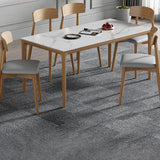 Mid-Century Modern Rectangle Table White Sintered Stone Table with 4 Ash Solid Wood Legs Clearhalo ' dining_table' 'Dining Tables & Seating' 'Dining Tables' 'furn' 'furn_dining_table' 'Furniture' 'furniture_dining_table' 'Kitchen & Dining Furniture' 'kitchen&dining_furn' 'kitchen' 'kitchen_dining_table' 1200x1200_e82020dc-5c7f-4899-98d9-ff99de1d0b8b