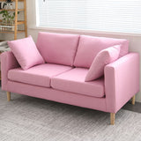 Scandinavisch linnen loveseat met vierkante armen en 2 kussens terug