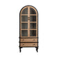 Traditional Pine Display Stand Glass Doors Display Cabinet for Dining Room