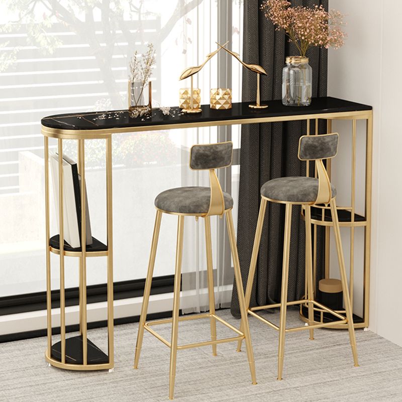 Indoor Oval Pub Dining Set 1/2/3 Pieces Stone and Metal Pub Set with Storage Clearhalo 'Bar Furniture' 'furn' 'furn_home_bar_bar_sets' 'Furniture' 'Home Bars & Bar Sets' 'home_bar_bar_sets' 'Kitchen & Dining Furniture' 1200x1200_e82357b8-0f89-4c79-a713-b9e0b6c698cd