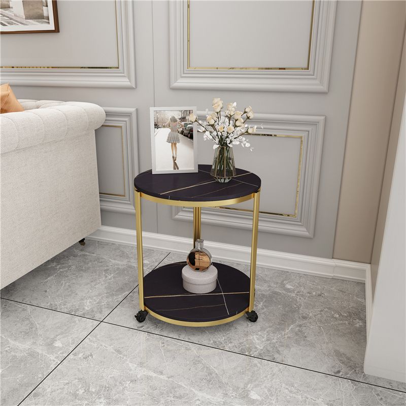 21.65 "スレートラウンドサイドエンドテーブル鉄3脚サイドテーブル付き棚