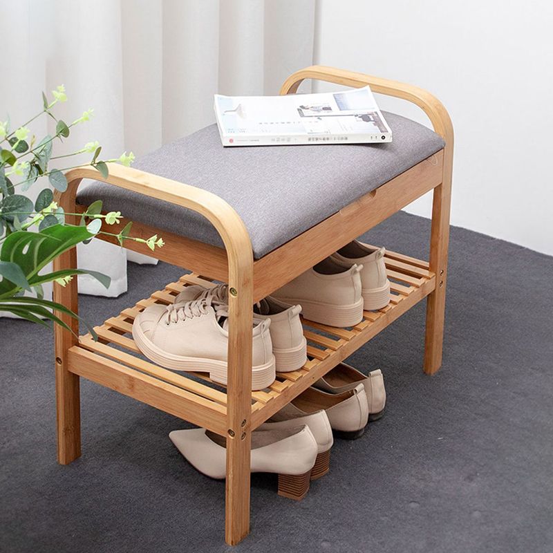 12.99" Wide Modern Entryway Cushioned Bench Bamboo Bench with Arms Clearhalo 'Benches' 'Chairs & Seating' 'furn' 'furn_benches' 'Furniture' 'Living Room Furniture' 1200x1200_e8244e16-678e-4a2a-91b1-28835b07d2ce