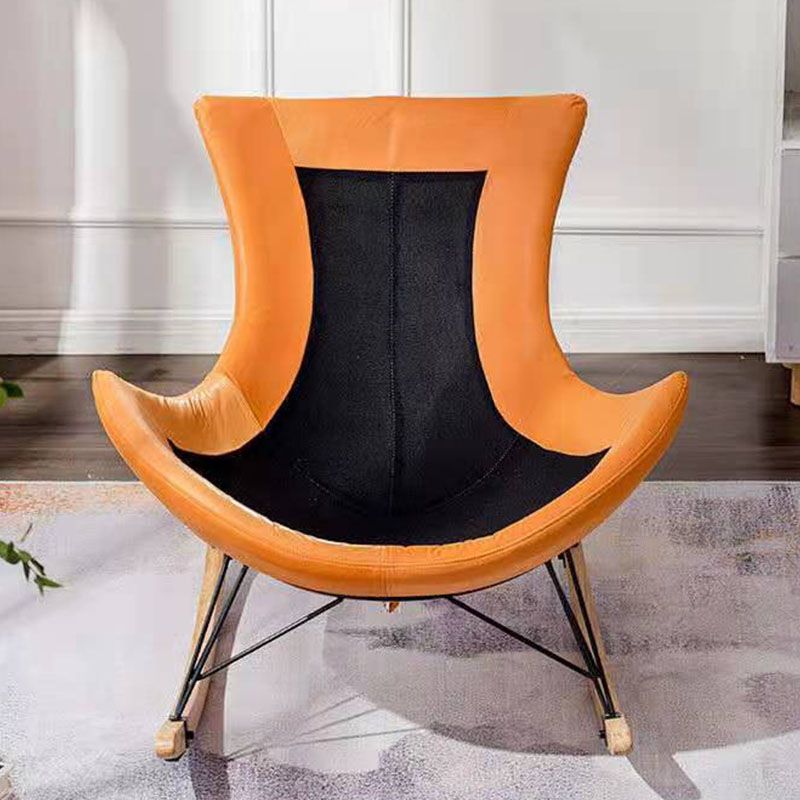 Sedia a dondolo blu moderna sedia da bilanciere imbottita per decorazioni per la casa