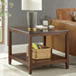 Farmhouse Square Wood Top End Table 4 Legs Sofa Side Table  with Shelves