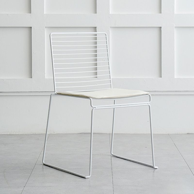 Industrial Metal Dining Room Chair Ladder Back Indoor Side Chair