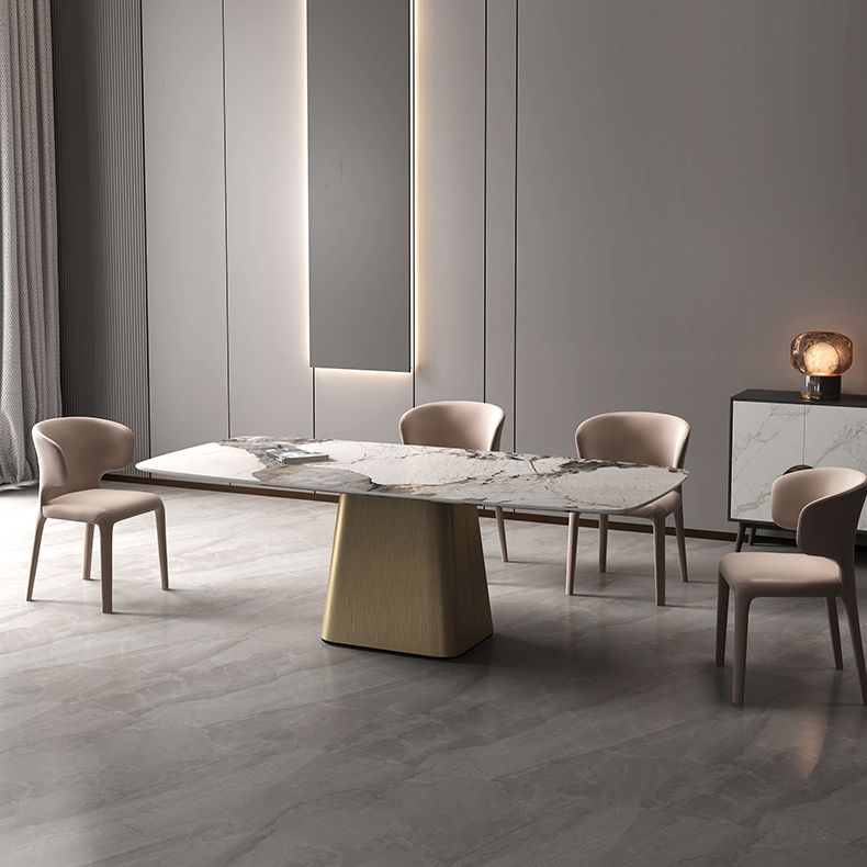 Metal Traditional Luxury Rectangle Table Sintered Stone Indoor Table with Pedestal Base Clearhalo ' dining_table' 'Dining Tables & Seating' 'Dining Tables' 'furn' 'furn_dining_table' 'Furniture' 'furniture_dining_table' 'Kitchen & Dining Furniture' 'kitchen&dining_furn' 'kitchen' 'kitchen_dining_table' 1200x1200_e8279c7c-903e-45e3-a053-a99405bb0eaa