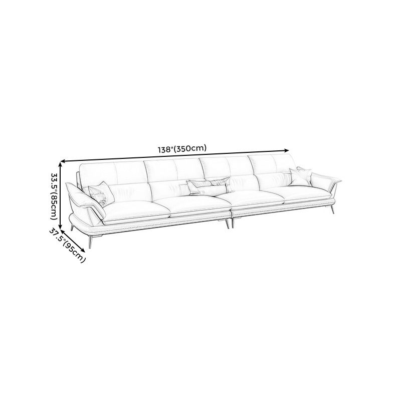 Genuine Leather Pillow Top Arm Sectionals 33.46"High Cushion Back Sofa Clearhalo 'furn' 'furn_sectionals' 'Furniture' 'furniture_sectionals' 'Living Room Furniture' 'Sectionals' 1200x1200_e8279dfe-5386-480b-ba01-1b8df0f2e3b5