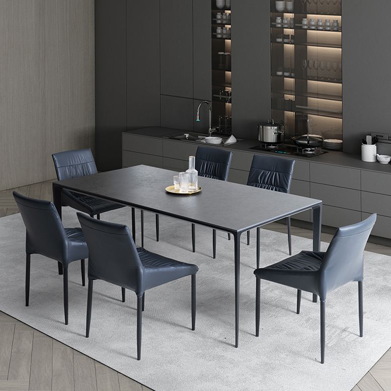 Grey Sintered Stone Top Dining Table Rectangle Table with Metal Base and 4 Legs Clearhalo ' dining_table' 'Dining Tables & Seating' 'Dining Tables' 'Furniture' 'furniture_dining_table' 'Kitchen & Dining Furniture' 'kitchen&dining_furn' 'kitchen' 'kitchen_dining_table' 1200x1200_e828c0c3-bb82-44f0-a455-ec4f3920f592