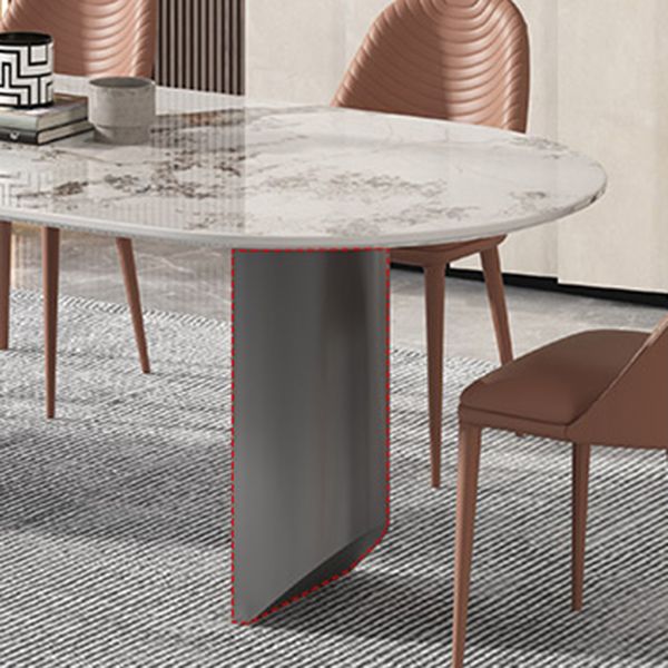 Sintered Stone Dining Table Modern Table in White with Grey Double Pedestal Clearhalo ' dining_table' 'Dining Tables & Seating' 'Dining Tables' 'furn' 'furn_dining_table' 'Furniture' 'furniture_dining_table' 'Kitchen & Dining Furniture' 'kitchen&dining_furn' 'kitchen' 'kitchen_dining_table' 1200x1200_e82a3c32-9b78-4e65-9dae-a1650d9b8f6e