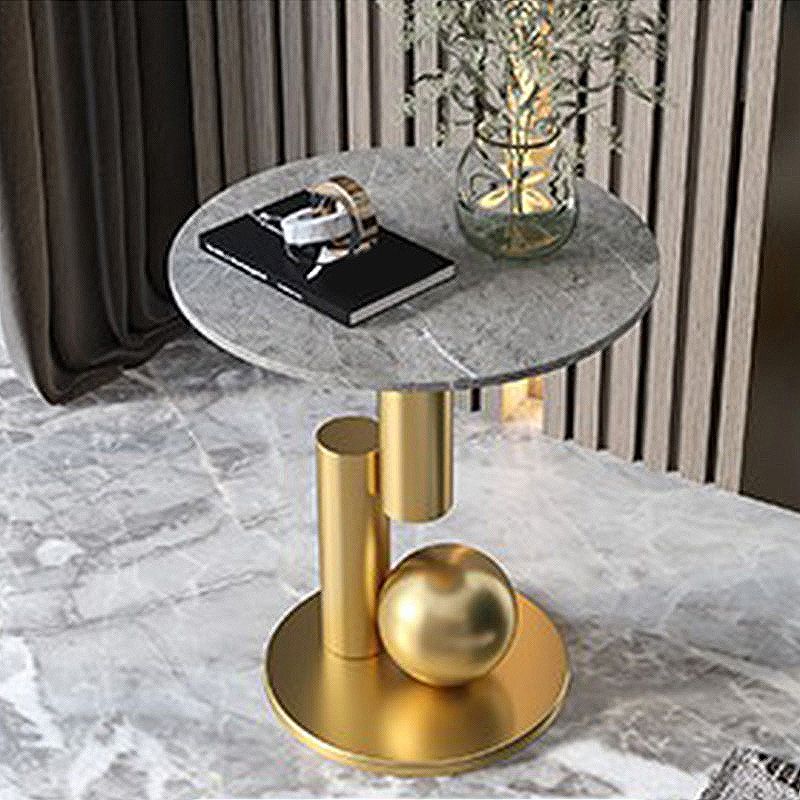 Modern Style Rock Slab Top with Black/gold Metal Work Base Side Table Clearhalo 'Coffee & Accent Tables' 'End & Side Tables' 'end_side_table' 'Furniture' 'furniture_end_side_table' 'Living Room Furniture' 1200x1200_e82e0007-2ffd-423b-a5d4-78926df7d8a8