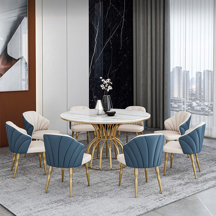 Traditional Luxury Dinette Table Round Metal Gold Base Dining Pedestal Table Clearhalo 'Dining Tables & Seating' 'Dining Tables' 'dining_table' 'furn' 'furn_dining_table' 'Furniture' 'furniture_dining_table' 'Kitchen & Dining Furniture' 1200x1200_e8301d62-e875-42a1-ae2b-5646aa757d6d