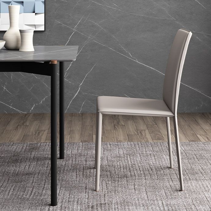 Contemporary Leather Curved Dining Chair Parsons Chair for Brasserie Clearhalo ' kitchen&dining_furn' 'Dining Chairs' 'Dining Tables & Seating' 'dining_chair' 'furn' 'furn_dining_chair' 'Furniture' 'furniture_dining_chair' 'Kitchen & Dining Furniture' 'kitchen' 1200x1200_e832acde-2acb-4973-a5c3-33edbf11f152