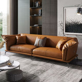 Echtes Leder modernes Orangensofa Smoking -Armsofa mit Kissen