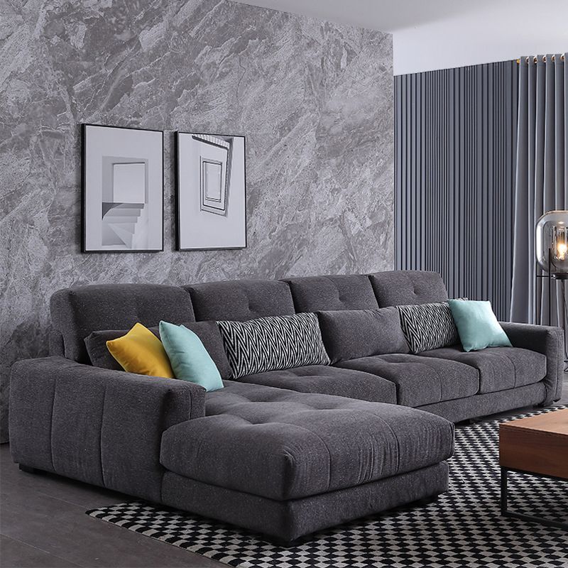 34.2"H Modern Cotton Blend Square Arm Sofa & Chaise for Living Room