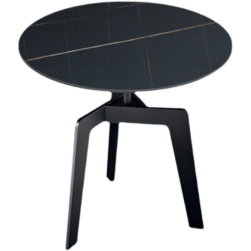 21.65 "/23.62"背の高いスチール3脚エンドテーブルモダンラウンドスレートトップサイドテーブル