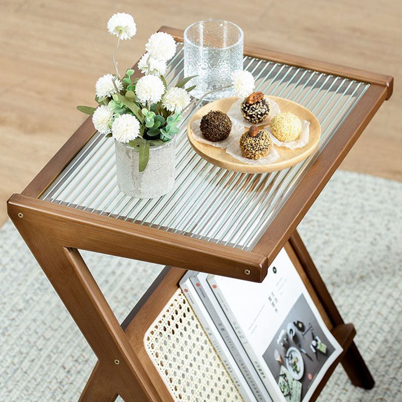 13 "breiter Beistelltischglas rechteckiger Akzent -Beistelltisch mit Lagerung