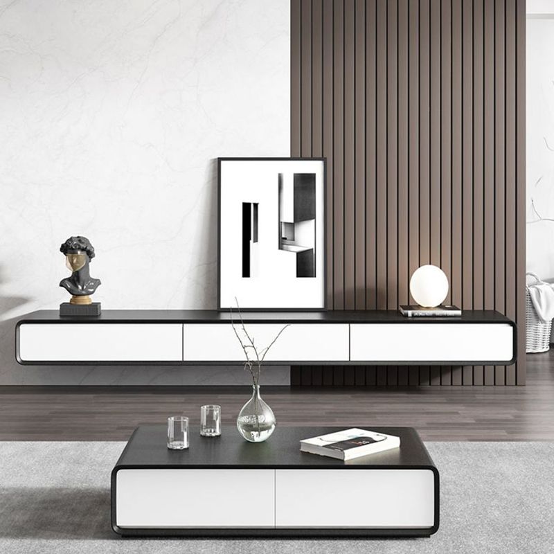 Zeitgenössische TV-Konsole aus massivem Holz, TV-Medienkonsole für das Wohnzimmer