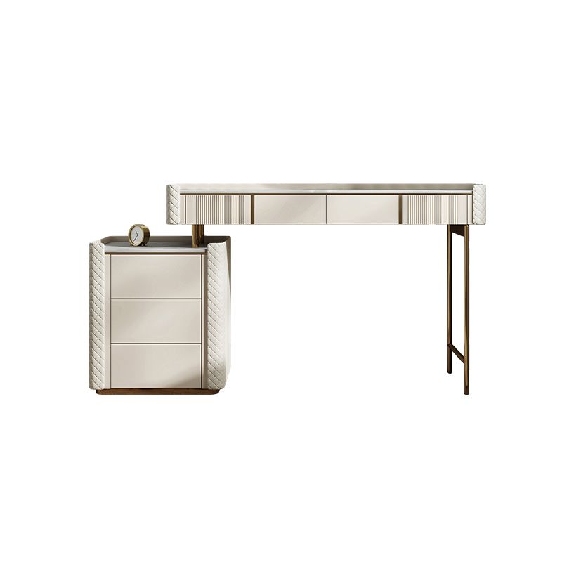 Slate Top Vanity Dressing Table Set Glam Solid Wood Makeup Vanity Set