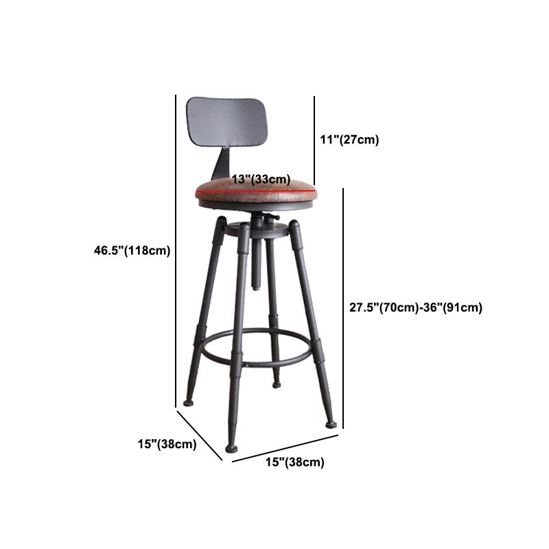 Industrial Metal Barstool Leather Counter Stool in Matte Finish for Home Clearhalo 'Bar Furniture' 'Bar Stools' 'bar_stools' 'furn' 'furn_bar_stools' 'Furniture' 'Kitchen & Dining Furniture' 1200x1200_e837ba66-7196-4eb2-933c-dd5efb2ab067