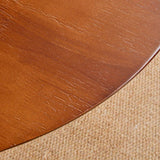 Scandinavian Round Solid Wood Coffee Table 23.6"H Sled Cocktail Table