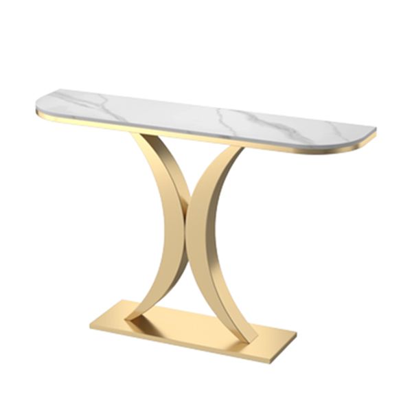 Stone Half Moon Console Table Table de acento de 31.5 pulgadas de altura para Hall