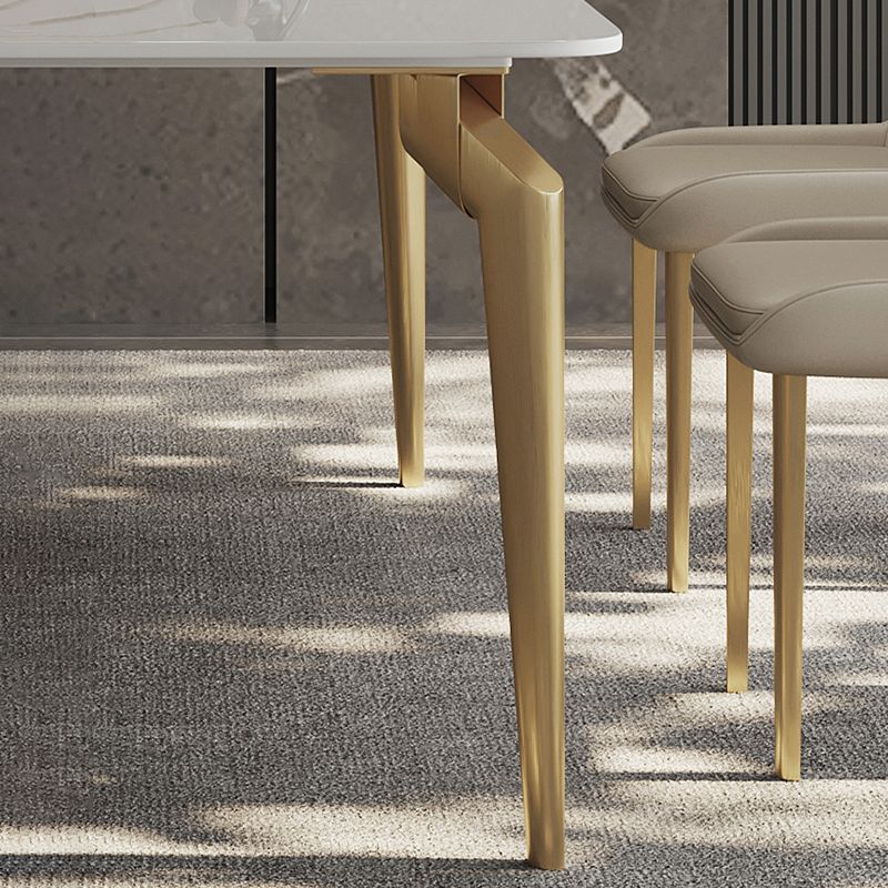 Glam Dining Table Set 1/5/7 Pcs Sintered Stone and Metal Dining Table with Armless Chairs Clearhalo 'Dining Room Sets' 'Dining Tables & Seating' 'dining_room_set' 'furn' 'furn_dining_room_set' 'Furniture' 'Kitchen & Dining Furniture' 1200x1200_e8381e3a-66bd-47de-9943-bf6b062a62fb