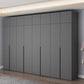 Modern Gray Storage Cabinet with Hinged Doors Faux Wood Cabinet for Bedroom