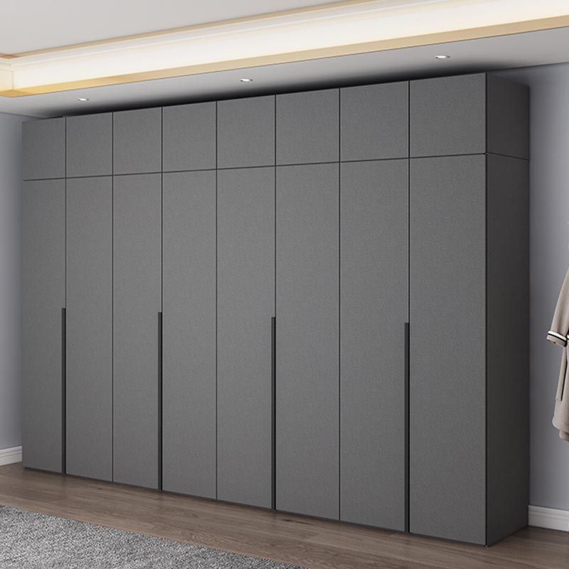 Modern Gray Storage Cabinet with Hinged Doors Faux Wood Cabinet for Bedroom
