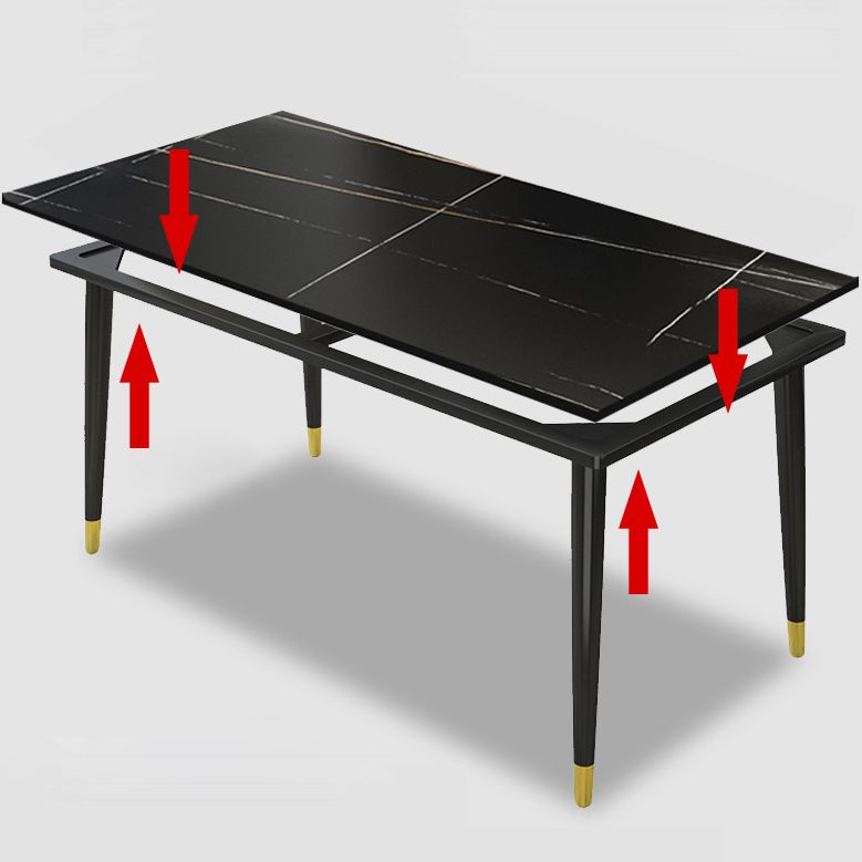 Casual Sintered Stone Standard Dining Table Rectangle Shape Dining Table for Kitchen Clearhalo ' dining_table' 'Dining Tables & Seating' 'Dining Tables' 'furn' 'furn_dining_table' 'Furniture' 'furniture_dining_table' 'Kitchen & Dining Furniture' 'kitchen&dining_furn' 'kitchen' 'kitchen_dining_table' 1200x1200_e83ab2ce-ae52-4363-a84f-99d1650ffa39
