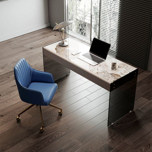 Moderne 3 Schubladen Office Desk 23.62 "W rechteckiger Schreibtisch mit Glasbasis
