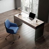 Moderne 3 Schubladen Office Desk 23.62 "W rechteckiger Schreibtisch mit Glasbasis