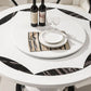 Marble Dining Table Round Pedestal Dining Site Table with Turntable Clearhalo 'Dining Tables & Seating' 'Dining Tables' 'dining_table' 'furn' 'furn_dining_table' 'Furniture' 'Kitchen & Dining Furniture' 1200x1200_e841b8f1-1837-4def-b429-9578cf139211