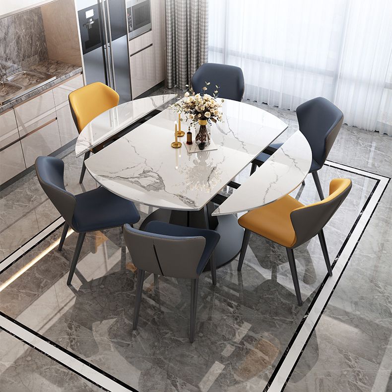 Simplicity Round Dining Table Marble Table with Black Pedestal Base Clearhalo ' dining_table' 'Dining Tables & Seating' 'Dining Tables' 'furn' 'furn_dining_table' 'Furniture' 'furniture_dining_table' 'Kitchen & Dining Furniture' 'kitchen&dining_furn' 'kitchen' 'kitchen_dining_table' 1200x1200_e8422327-0ad4-4402-be77-ad6ca456b636