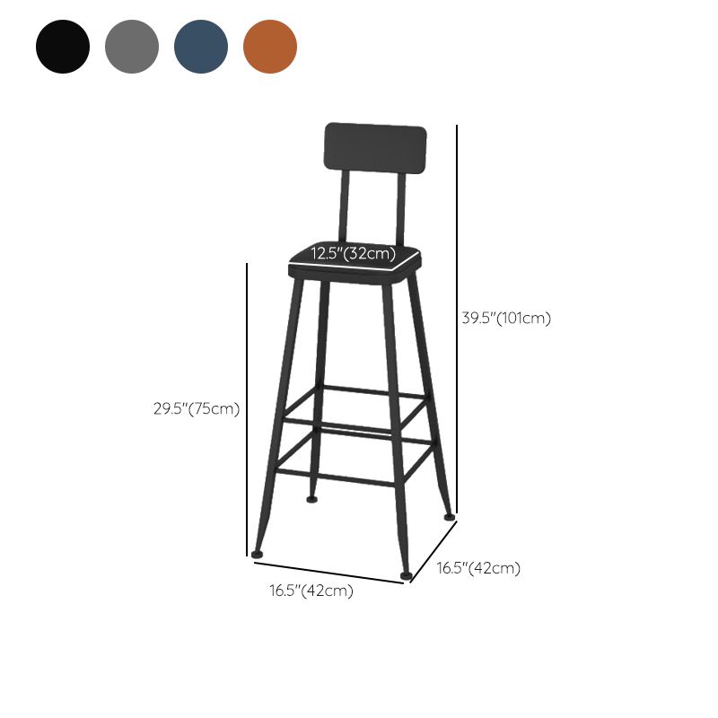 Contemporary Faux Leather Counter Stools Metal Bar Stools for Home Use