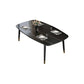 Mesa de comedor rectangular estilo Glam, mesa de comedor con tapa de piedra y 4 patas