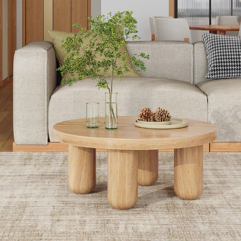 Dia 23.6"/27.6"/31.5" Wooden Cocktail Table, Scandinavian 4 Legs Round Coffee Table Clearhalo 'Coffee & Accent Tables' 'Coffee Tables' 'coffee_tables' 'furn' 'furn_coffee_tables' 'Furniture' 'Living Room Furniture' 1200x1200_e8489ba8-5d5c-4063-894d-678509ec8bb8