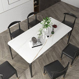 Iron and Slate Table Glam Style Home Rectangular Living Room Dining Table