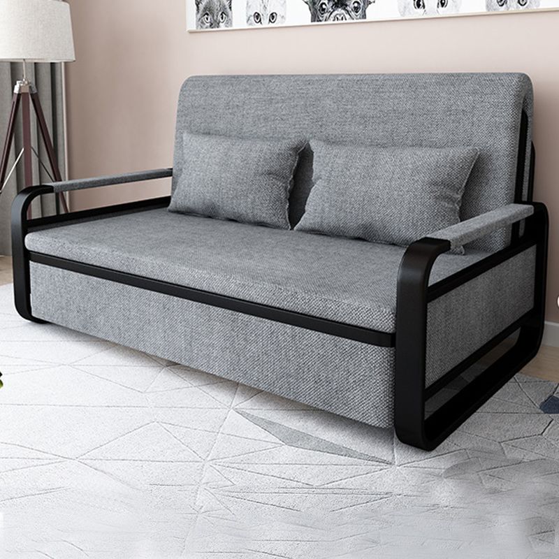 Contemporary Tight Back Sofa Bed Square Arm Fabric Sofa with Storage
