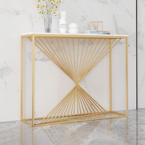 Contemporary Console Accent Table Antique Finish Console Sofa Table in Marble