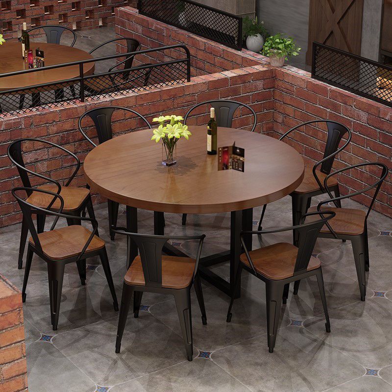 Dark Brown Solid Wood Dining Set 1/3/9 Pieces Dinette Set with Metal Chairs Clearhalo 'Dining Room Sets' 'Dining Tables & Seating' 'dining_room_set' 'furn' 'furn_dining_room_set' 'Furniture' 'Kitchen & Dining Furniture' 1200x1200_e84f1e00-75a1-4c8c-8baf-abb5dc25ab5b
