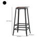 Industrial Armless Counter Stool Iron Bar Stool with Leather Cushion and Footrest