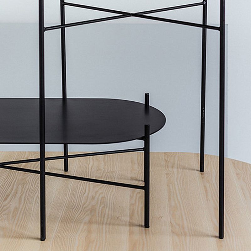Table de cocktail basse à pieds croisés en fer elliptique en noir de 15,7" H